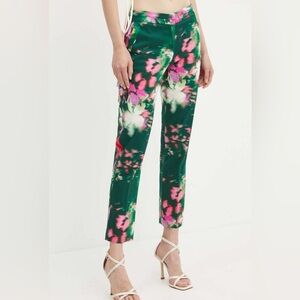 Morgan de Toi Floral Watercolor Green and Pink Pants